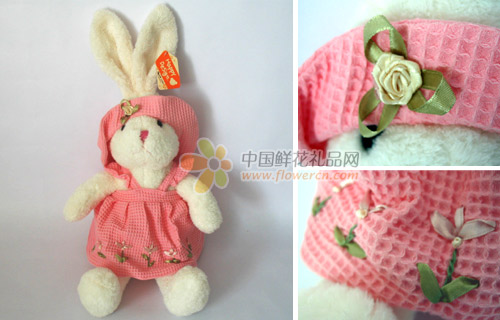 公仔/粉裙可爱兔(白色45cm)