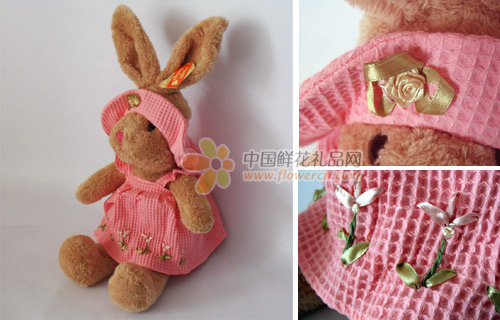 公仔/粉裙可爱兔(棕色45cm)