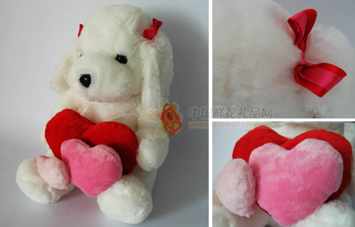 公仔/抱心白狗(30cm)